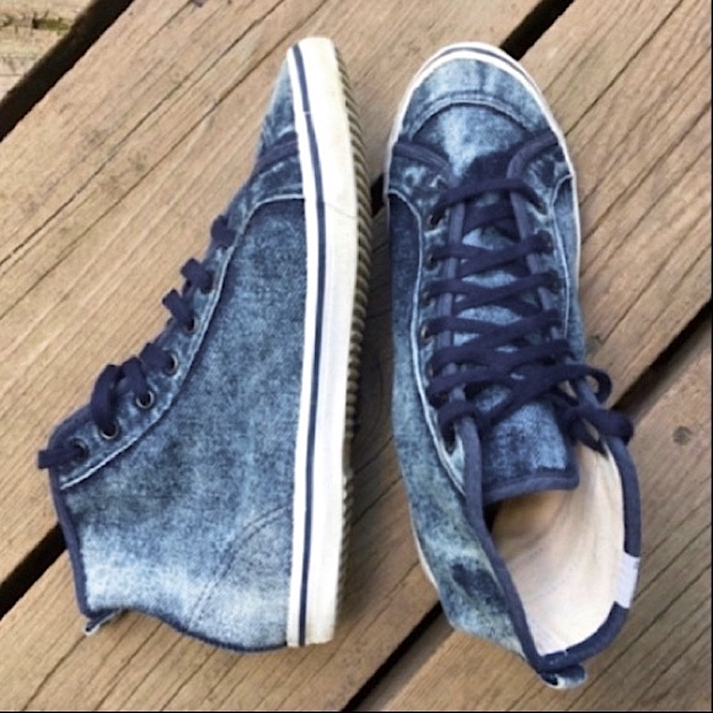 Boho Shoes WESTIES TWIST Sneakers Retro Vintage Acid Wash Blue Denim Size 7